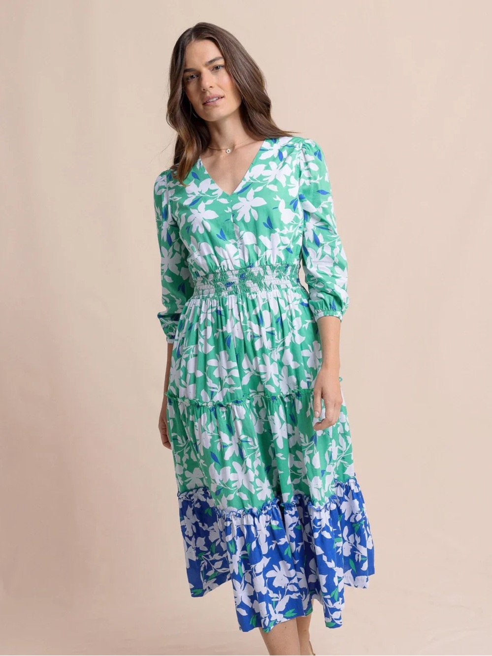 SOUTHERN TIDE BLAIRE BLOSSOM BAY PRINTED MAXI DRESS / SIMPLY GREEN SIZE SMALL